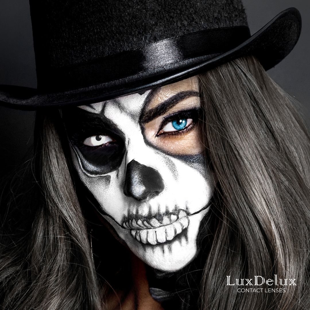Weiße Kontaktlinsen Halloween für Skull Makeup