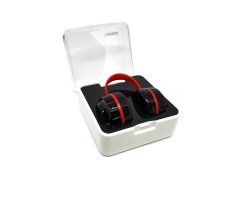 Kopfhöher-Aufbewahrungsbox Set in Schwarz/Rot mit Pinzette, Behälter und Saugnapf