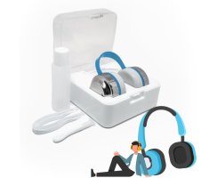 Kopfhöher-Aufbewahrungsbox Set in Silber/Blau mit Pinzette, Behälter und Saugnapf
