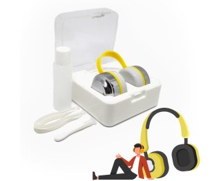 Kopfhöher-Aufbewahrungsbox Set in Silber/Gelb mit Pinzette, Behälter und Saugnapf