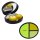 Aufbewahrungsbox für Kontaktlinsen als Set in "Schminkkastenform" in Gelb/Grün - mit Pinzette und Spiegel