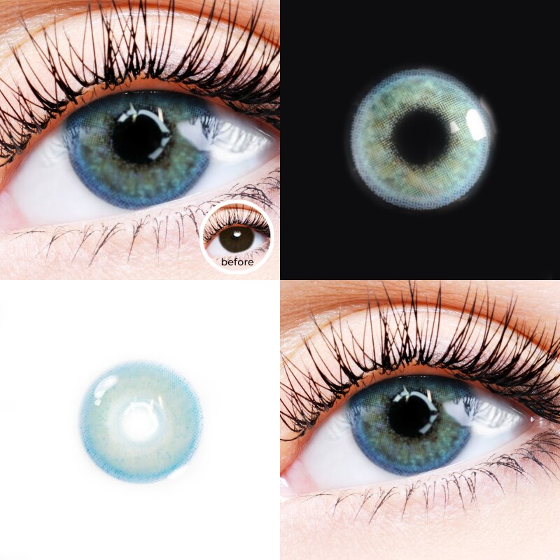 Hellblaue Kontaktlinsen für dunkle Augen Bonito Blue Beige LuxDelux