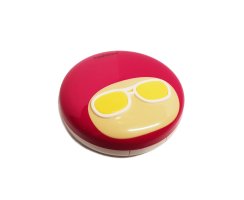 Coole Kontaktlinsen Aufbewahrungsbox SET - Brillendesign Rund Stabil Pink + Zubehör (5 teilig)