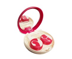 Kontaktlinsen Aufbewahrungsbox SET-Brilledesign-Rund-Stabil-Pink + Zubehör