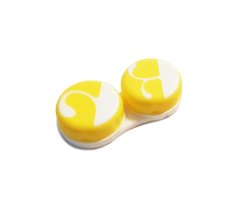 Kontaktlinsen Aufbewahrungsbox SET-Brilledesign-Rund-Stabil-Gelb + Zubehör