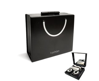 Kontaktlinsen Aufbewahrungsbox-SET-Designerbag-Stabil-Schwarz + Zubehör