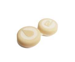 Aufbewahrung für Kontaktlinsen Designerbag Design - Stabil in Creme + Zubehör: Fläschen, Pinzette, Kontaktlinsendose