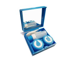 Kontaktlinsen Aufbewahrungsbox-SET-Designerbag-Stabil-Blau + Zubehör