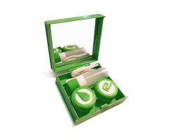 Kontaktlinsen Aufbewahrungsbox-SET-Designerbag-Stabil-Grün + Zubehör