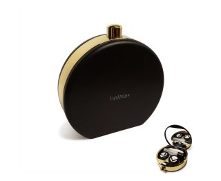 Elegante Kontaktlinsen Aufbewahrungsbox SET - Portemonnaie - Schwarz mit goldener Umrandung