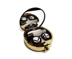 Elegante Kontaktlinsen Aufbewahrungsbox SET - Portemonnaie - Schwarz mit goldener Umrandung