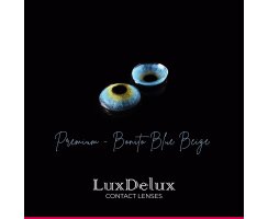 LuxDelux Bonito Blue Beige mit Stärke - hellblaue Farblinsen / Monatslinsen Silikon-Hydrogel + GRATIS BOX