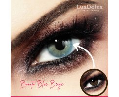 Kontaktlinsen hellblau mit Stärke / Monatslinsen - Bonito Blue-Beige No.1 - SH (Silicon-Hydrogel) -3.50 DPT (in Minus) + GRATIS BOX