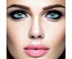 Farbige Kontaktlinsen mit Sehstärke / Monatslinsen - Bonito Blue-Beige LuxDelux -8.00 DPT (in Minus) + GRATIS BOX