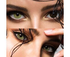 Kontaktlinsen für dunkle Augen - Fidelio Beige-Brown - SH (Silicon-Hydrogel) No.4 + GRATIS BOX -6.50 DPT (in Minus)