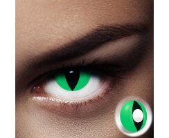 Green Cat - grüne Katzenaugen Motivlinsen 106 - (0.00 DPT) Halloween Kontaktlinsen Motivlinsen Green-Cat