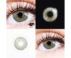 LuxDelux Toco Inter Gray Farblinsen + 1 Paar ÜBERRASCHUNGSFARBLINSEN (Farbige Kontaktlinsen ohne Stärke)