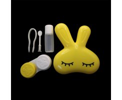 Kontaktlinsen Aufbewahrungsbehälter Set - Hase gelb Kontaktlinsen Etui mit Pinzette, Spiegel und Saugnapf