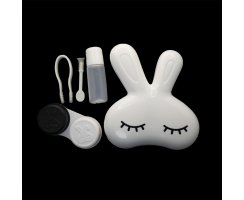 Cute Rabitt White Case - Hase weiss Linsen Etui Set mit Pinzette, Spiegel und Saugnapf