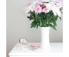 Kontaktlinsen Aufbewahrungsbehälter Rosa - Etui klein und süß Winter Motiv - Set mit Pinzette, Saugnapf, Box und Spiegel