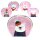 5er SET - alle Motive (5 Stück) - Kontaktlinsen Aufbewahrungsbehälter Rosa - Etui klein und süß Winter Motiv - Set mit Pinzette, Saugnapf, Box und Spiegel