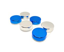 Moderne Linsenbehälter Metallic Optik Design Silber Blau – edel und mit Gummiverschluss (auslaufsicher)