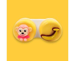 Cute Contact Lens Case - Kontaktlinsenaufbewahrung Box mit Zubehör verschiedene Designs Gelb - Äffchen