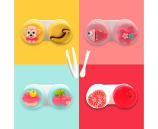 Cute Contact Lens Case - Kontaktlinsenaufbewahrung Box mit Zubehör verschiedene Designs Alle Farben (4 Designs)