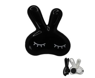 Cute Rabitt Black Case - Hase schwarz Linsen Etui Set mit Pinzette, Spiegel und Saugnapf