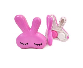 Cute Rabitt Pink Case - Kawaii Hase Bunny rosa Linsen Etui Set mit Pinzette, Spiegel und Saugnapf