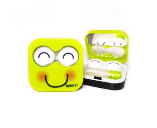 Kontaktlinsen Aufbewahrungsbox SET - Smiley - in lime green (grün) mit Wangen