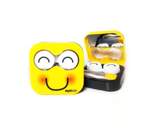Kontaktlinsen Aufbewahrungsbox SET - Smiley - in gelb (yellow) mit Wangen
