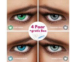 LuxDelux Classic 4 Paar (Farben: Ever Green, Diamond Gray, Caribbean Blue, Marble Gray) + Aufbewahrungsbox-Set