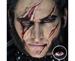 LuxDelux Halloween Farbige Kontaktlinsen ohne Stärke - Red Wolf - Rot