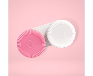 Kontaktlinsenbehälter - Aufbewahrungsbox für Kontaktlinsen weiß / rosa LuxDelux