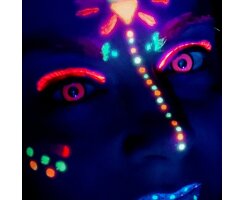 UV Neon Pink leuchtende Party Linsen - Schwarzlich Kontaktlinsen rosa LuxDelux