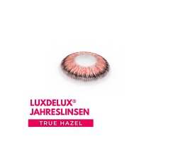 Farbige Kontaktlinsen True Hazel - braune Jahreslinsen ohne Stärke LuxDelux© geeignet für braune Augen