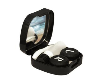 Kontaktlinsen gruselige schwarze Aufbewahrungsbox als Set mit Pinzett