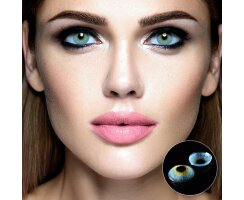 Bonito Blue-Beige ohne Stärke - stark deckende blaue Kontaktlinsen - auch geeignet für dunkel braune Augen + GRATIS BOX